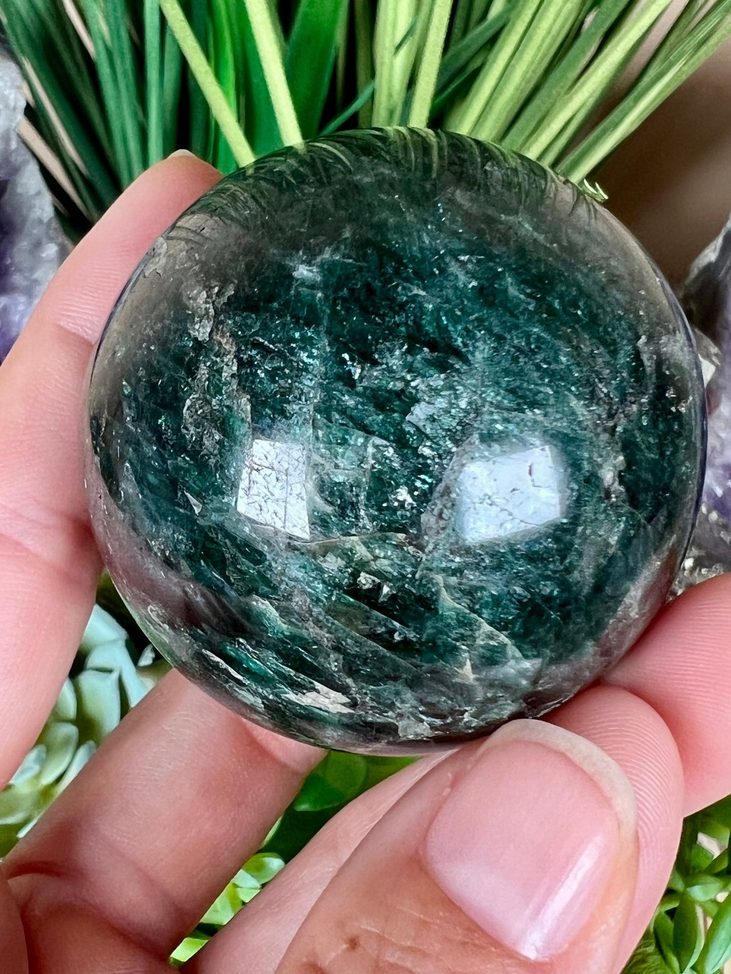 Green Apatite Sphere 51mm (2.0 inches) - Purple Door Alchemy