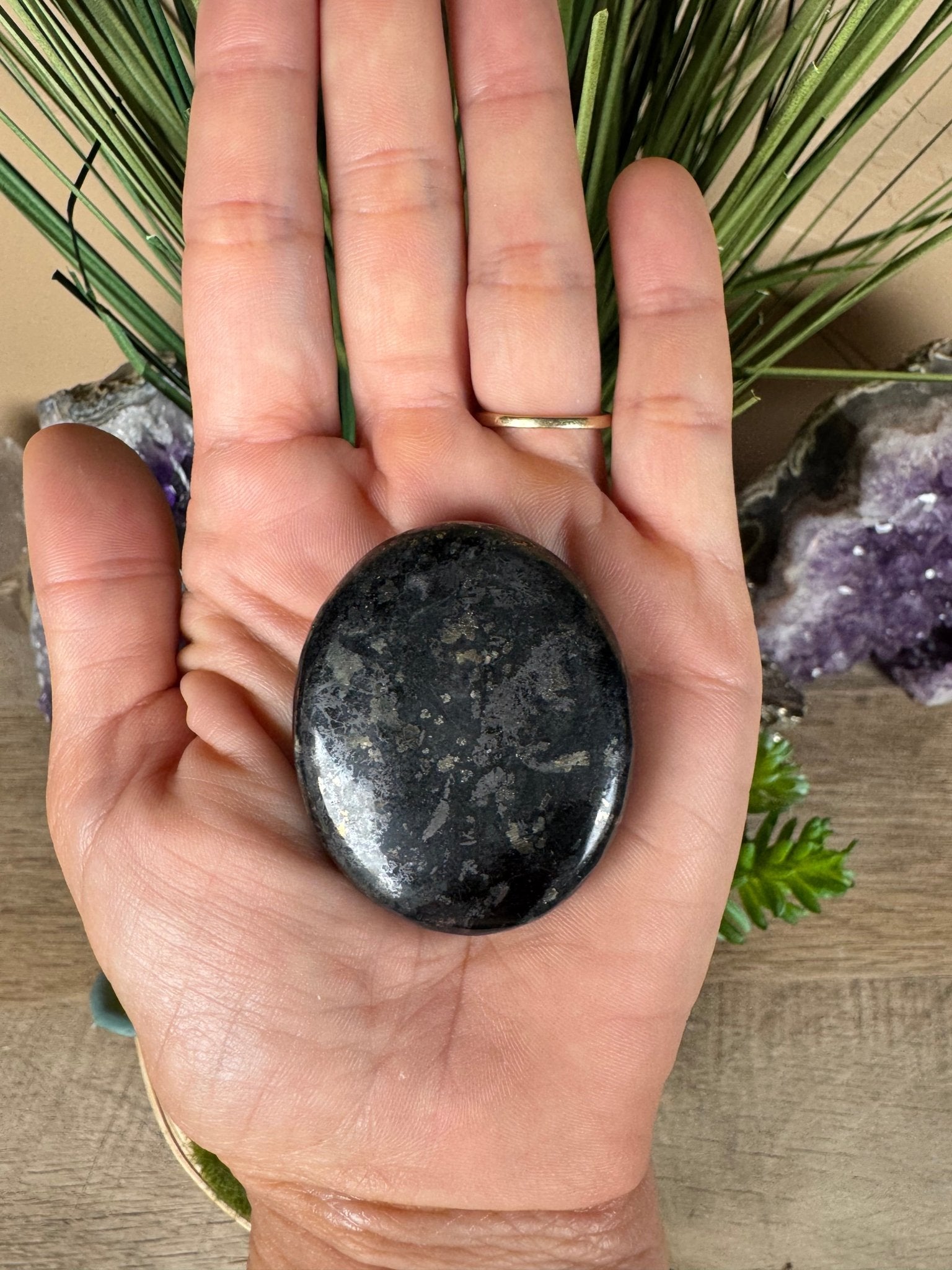 Healer's Gold Palm Stone - Purple Door Alchemy