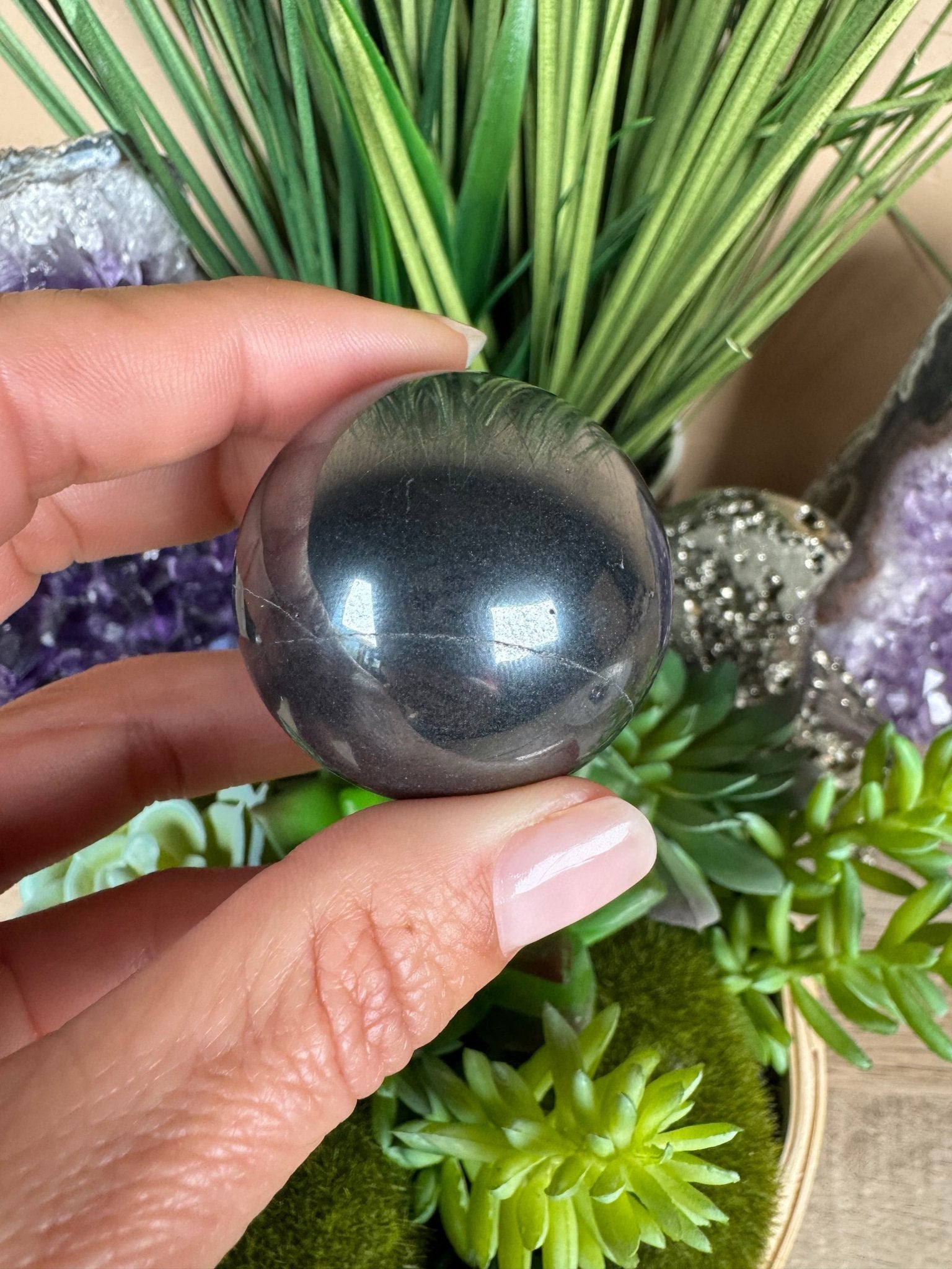 Hematite Sphere 40mm - Purple Door Alchemy