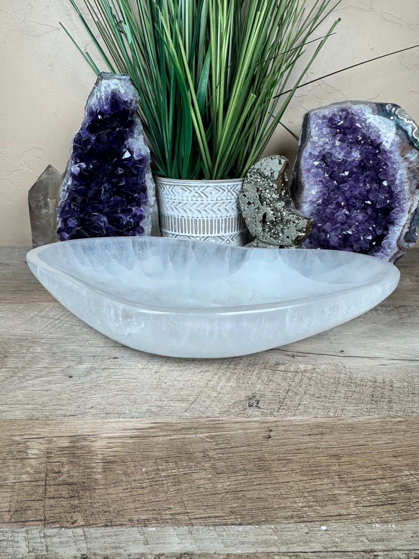 Large Freeform Selenite Bowl 10.5in - Purple Door Alchemy