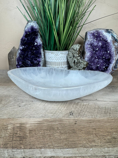 Large Freeform Selenite Bowl 10.5in - Purple Door Alchemy