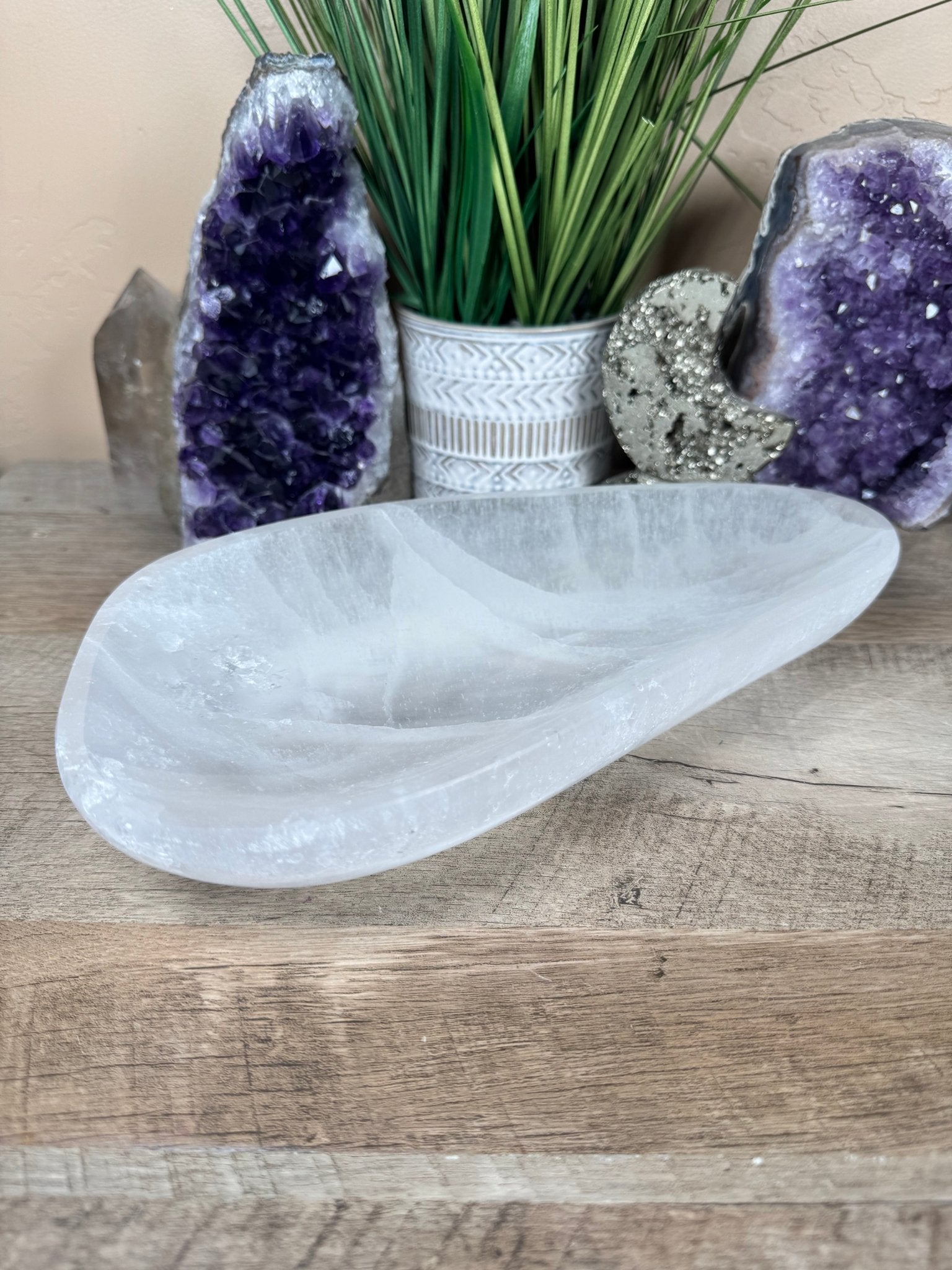 Large Freeform Selenite Bowl 10.5in - Purple Door Alchemy