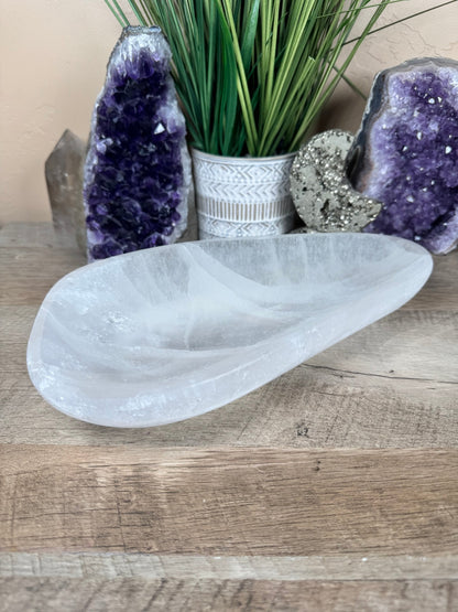 Large Freeform Selenite Bowl 10.5in - Purple Door Alchemy