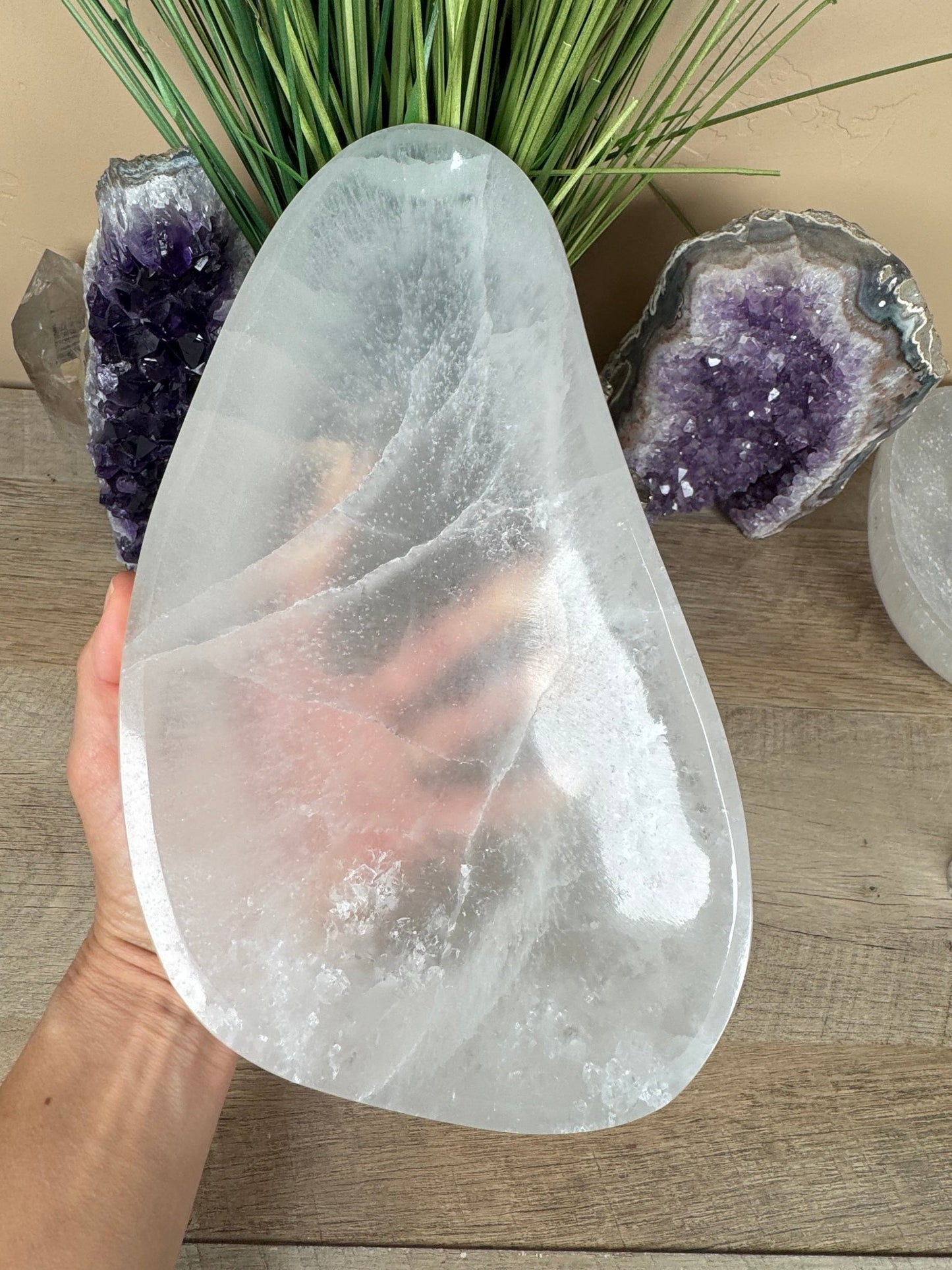 Large Freeform Selenite Bowl 10.5in - Purple Door Alchemy