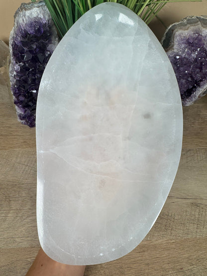 Large Freeform Selenite Bowl 10.5in - Purple Door Alchemy