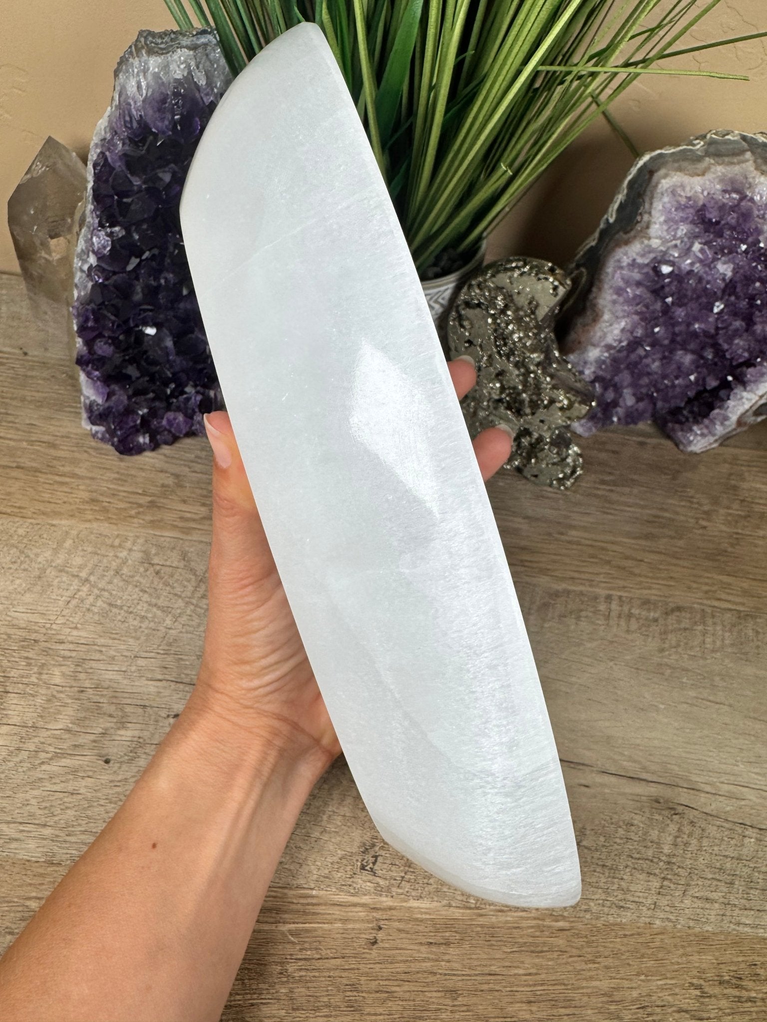 Large Freeform Selenite Bowl 10.5in - Purple Door Alchemy