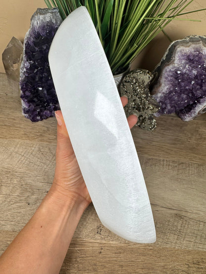 Large Freeform Selenite Bowl 10.5in - Purple Door Alchemy