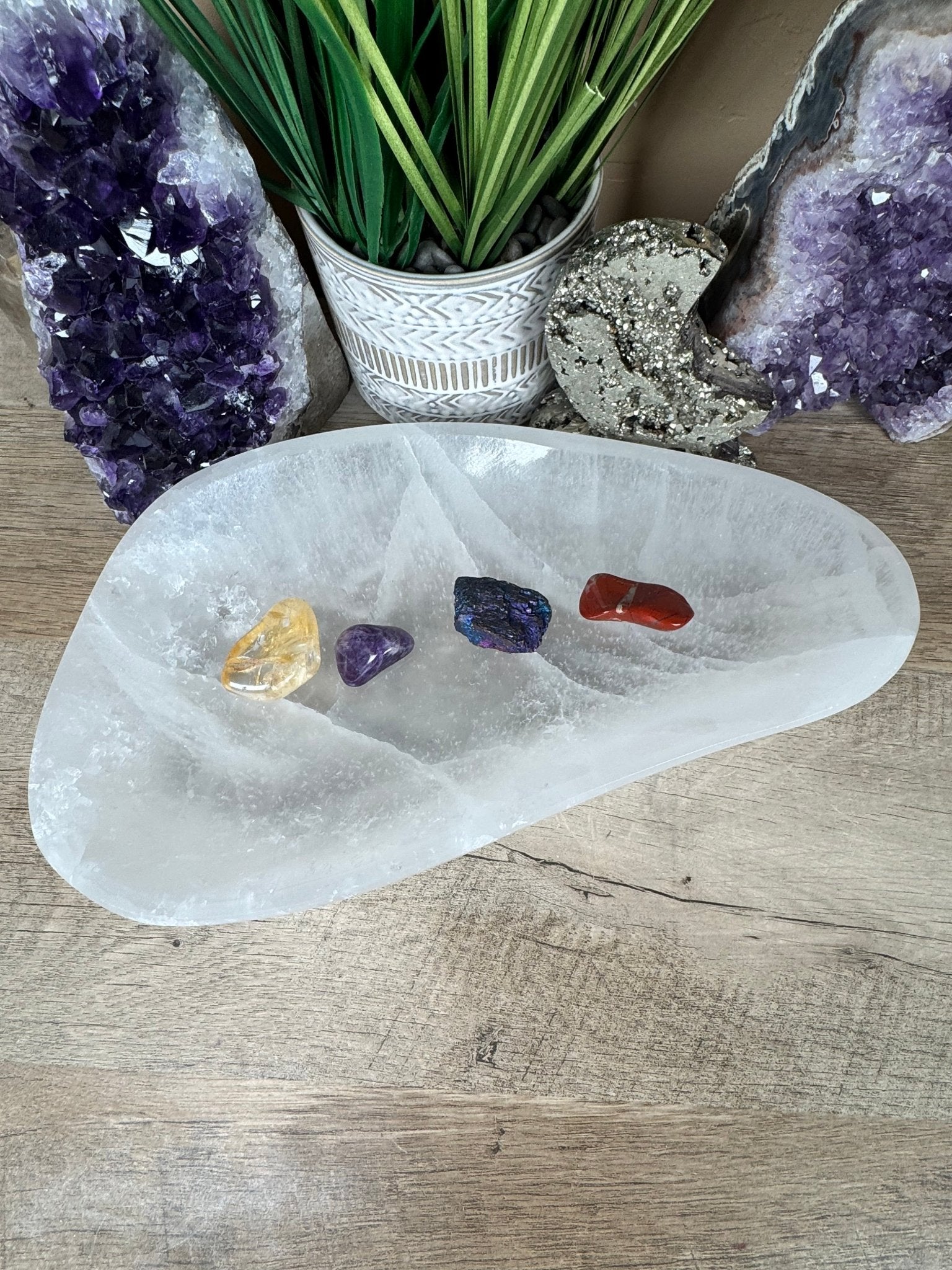 Large Freeform Selenite Bowl 10.5in - Purple Door Alchemy