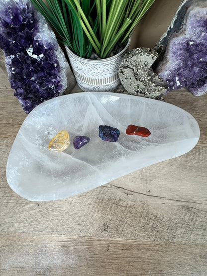 Large Freeform Selenite Bowl 10.5in - Purple Door Alchemy