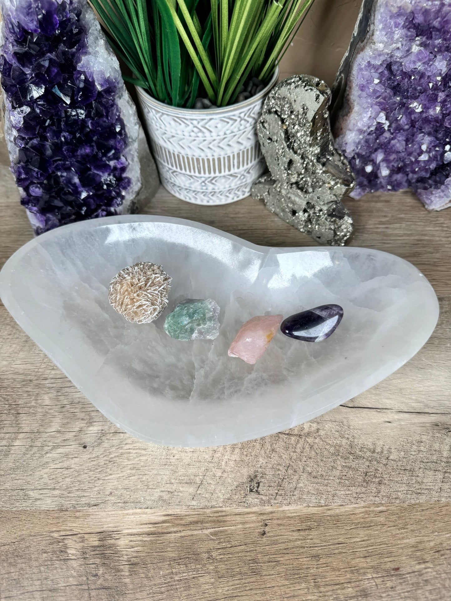 Large Freeform Selenite Bowl 10.5in - Purple Door Alchemy
