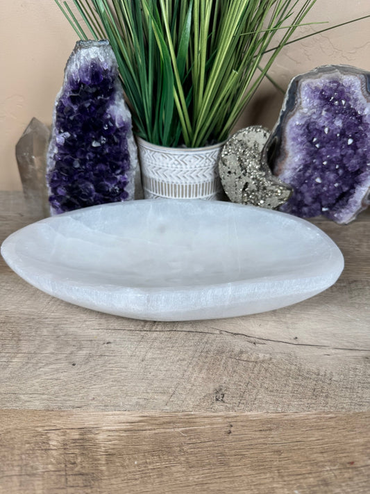 Large Freeform Selenite Bowl 10.5in - Purple Door Alchemy