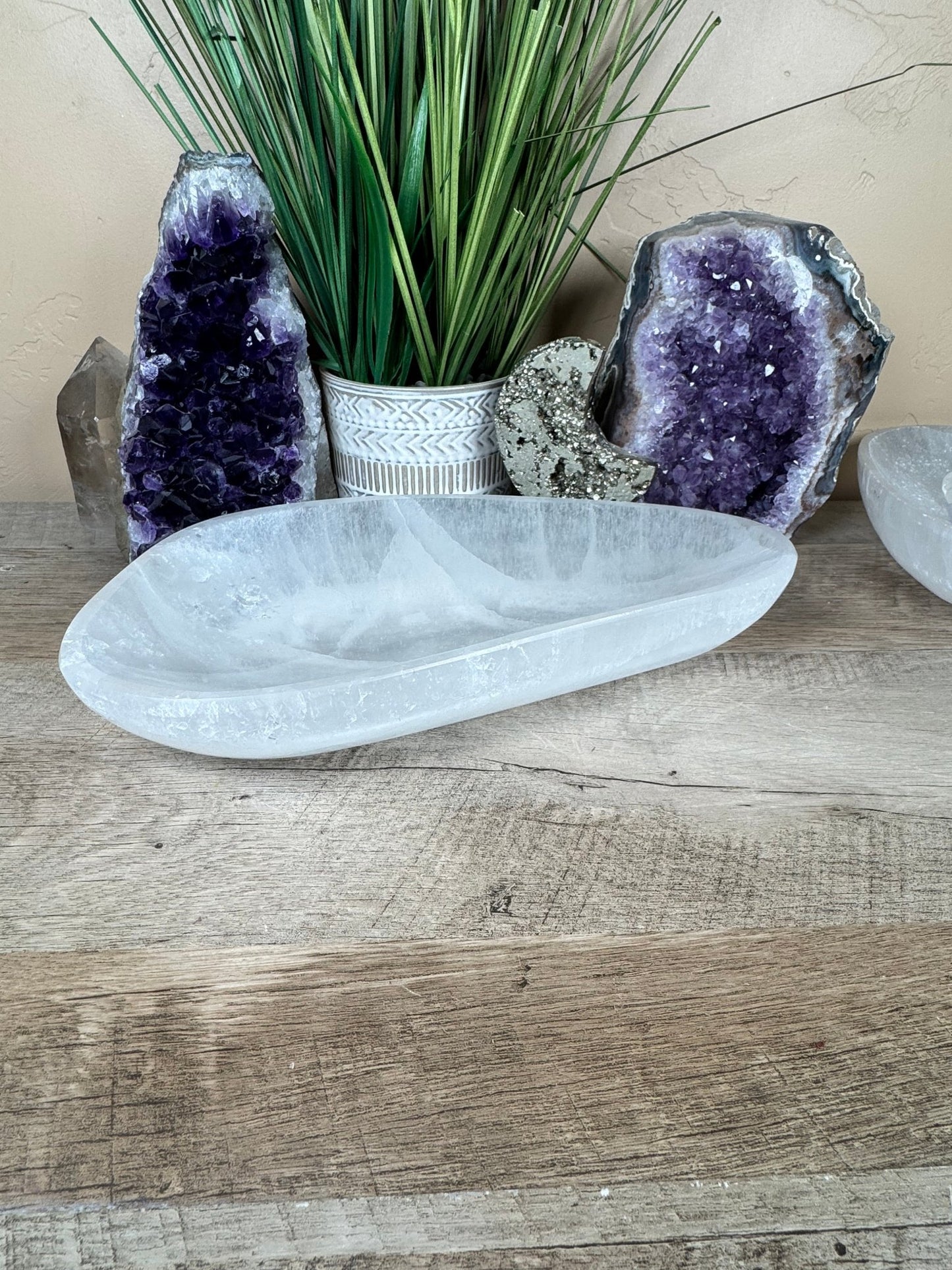 Large Freeform Selenite Bowl 10.5in - Purple Door Alchemy
