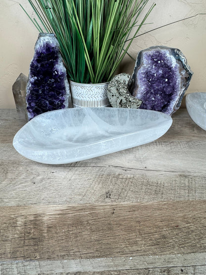 Large Freeform Selenite Bowl 10.5in - Purple Door Alchemy