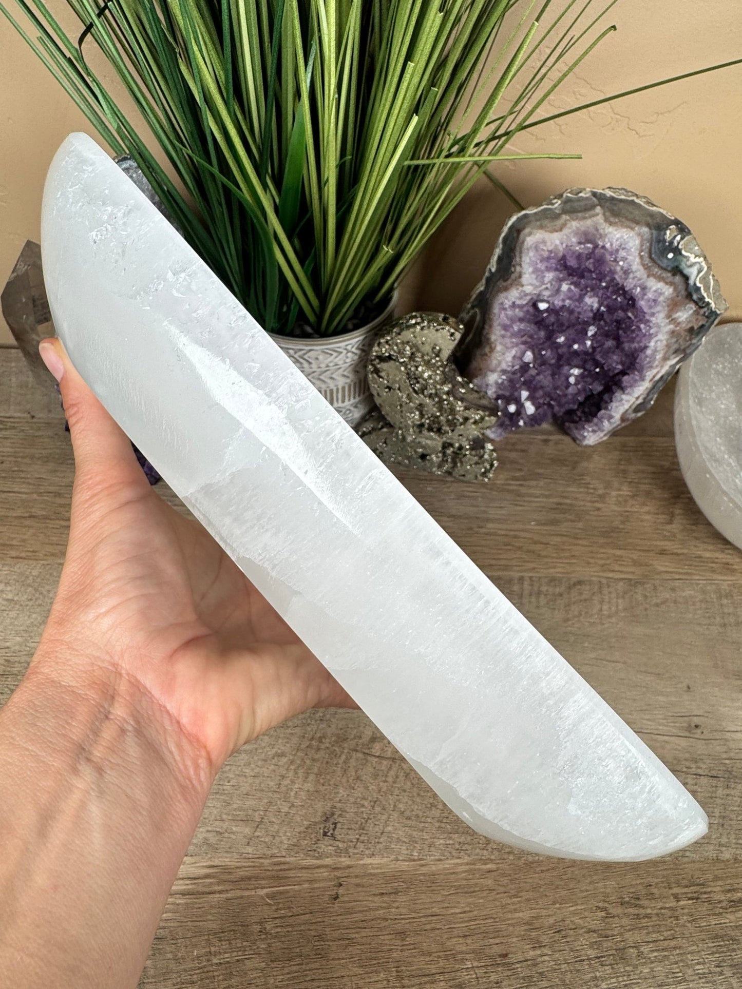 Large Freeform Selenite Bowl 10.5in - Purple Door Alchemy