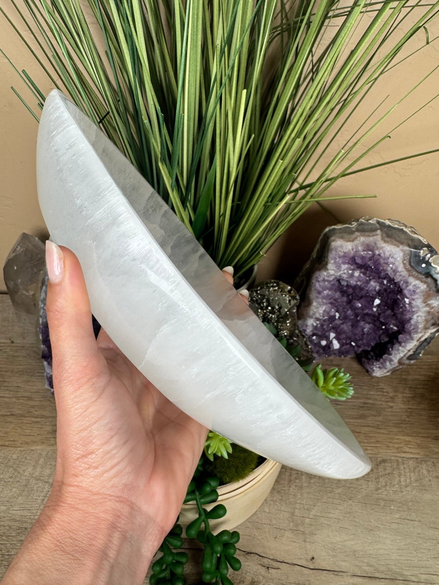Large Freeform Selenite Bowl 10.5in - Purple Door Alchemy