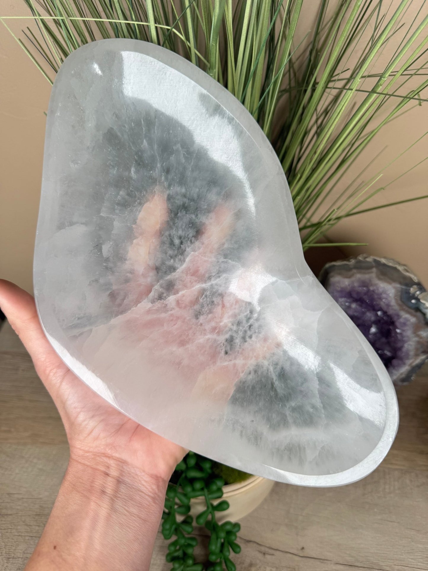 Large Freeform Selenite Bowl 10.5in - Purple Door Alchemy