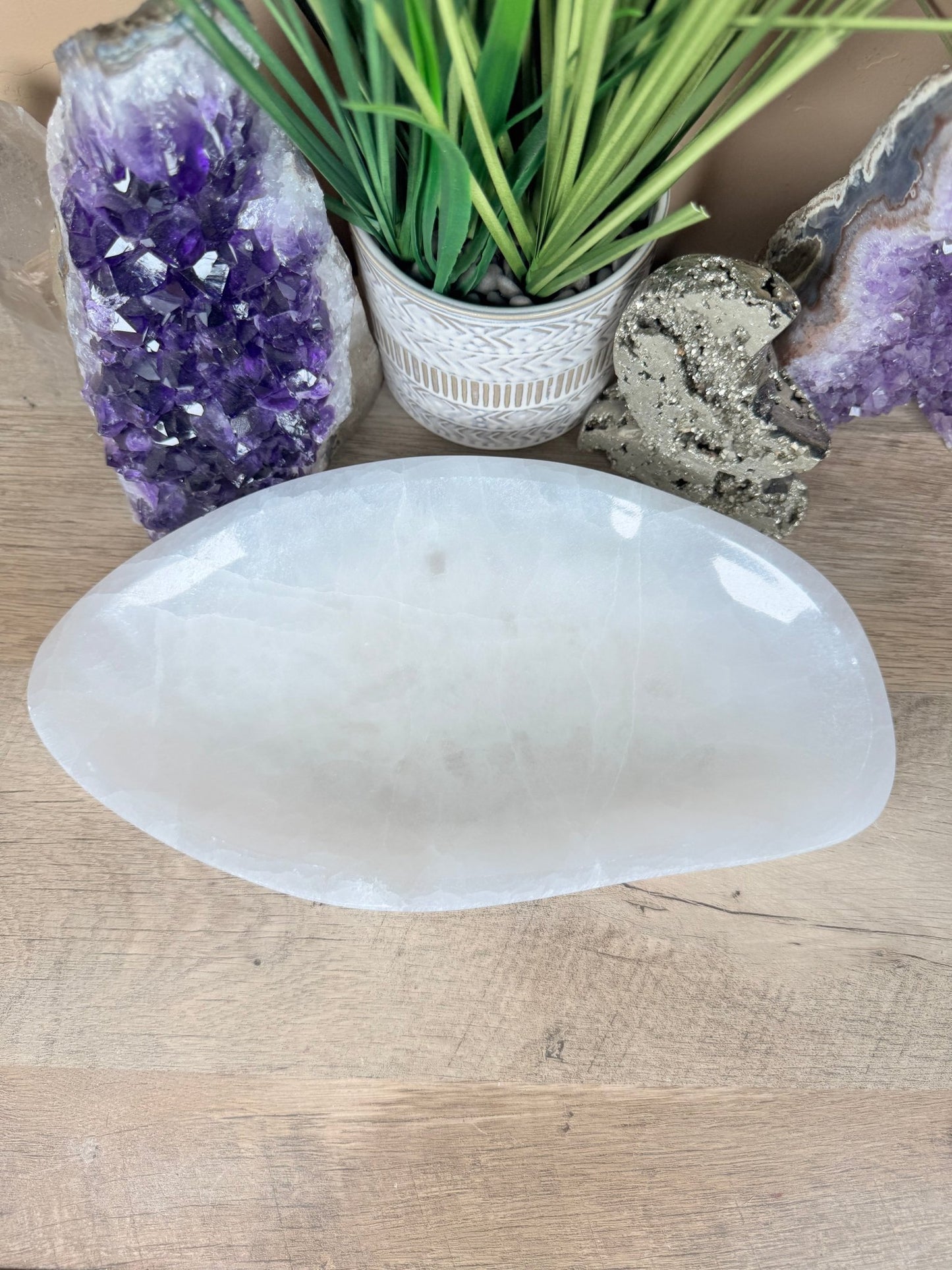 Large Freeform Selenite Bowl 10.5in - Purple Door Alchemy