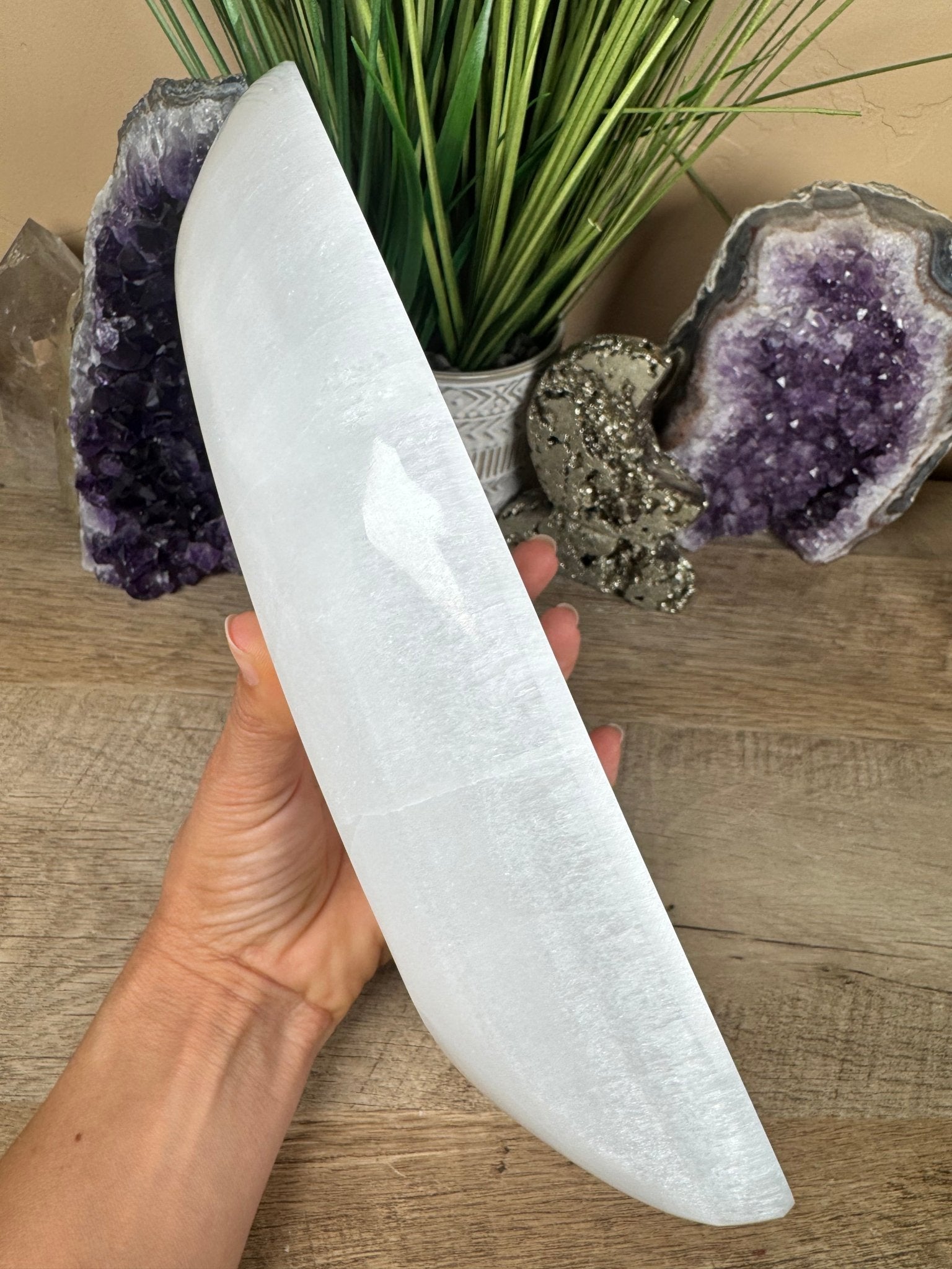 Large Freeform Selenite Bowl 10.5in - Purple Door Alchemy