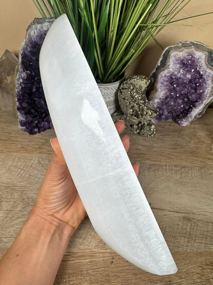 Large Freeform Selenite Bowl 10.5in - Purple Door Alchemy