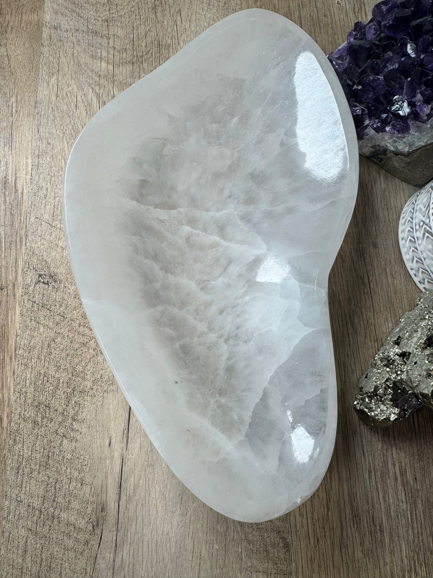 Large Freeform Selenite Bowl 10.5in - Purple Door Alchemy