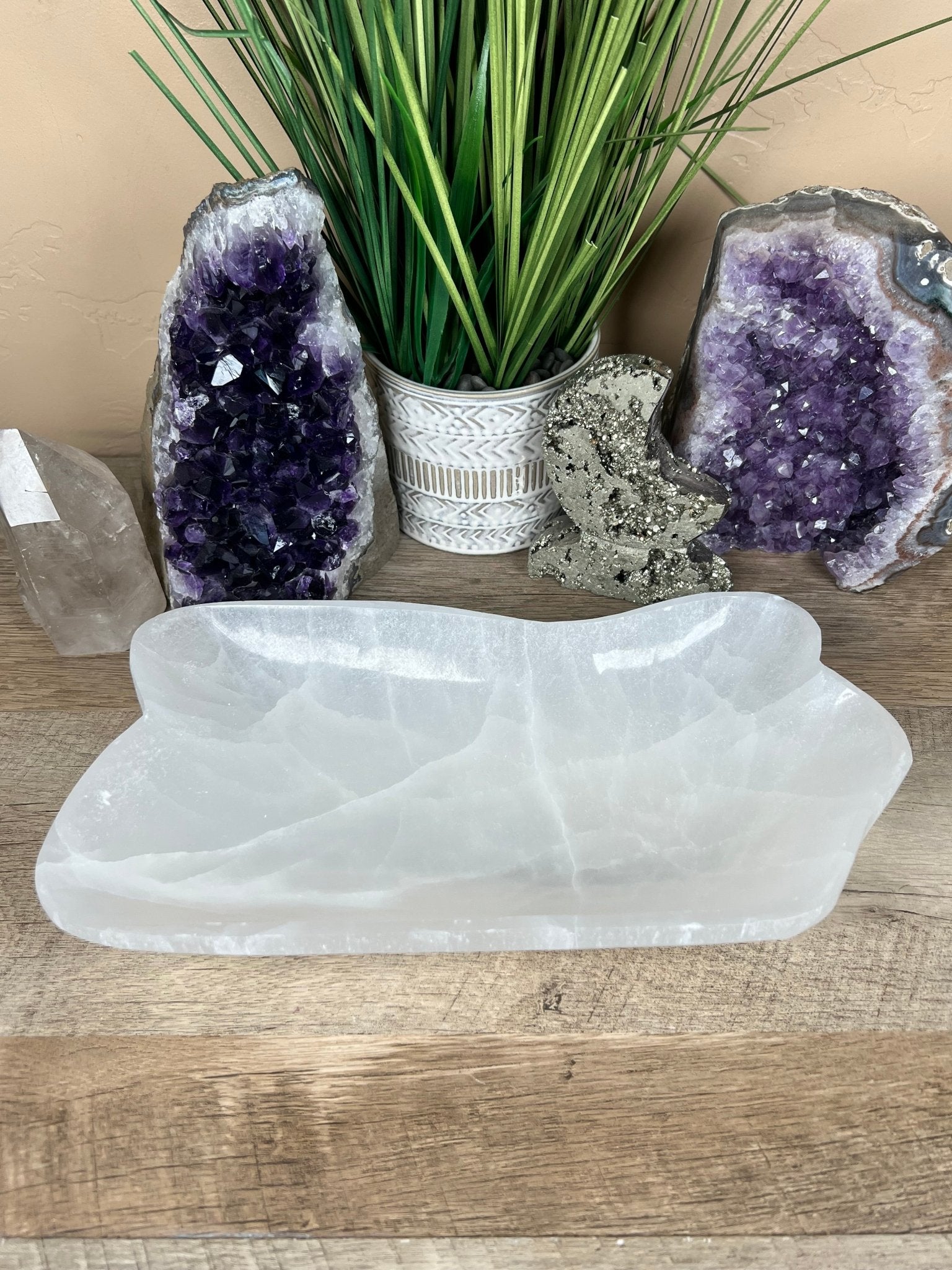 Large Freeform Selenite Bowl 10.78in - Purple Door Alchemy