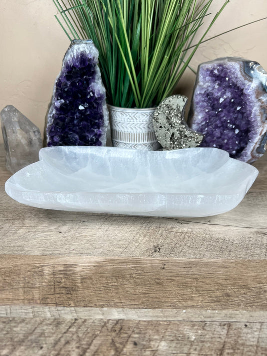 Large Freeform Selenite Bowl 10.78in - Purple Door Alchemy