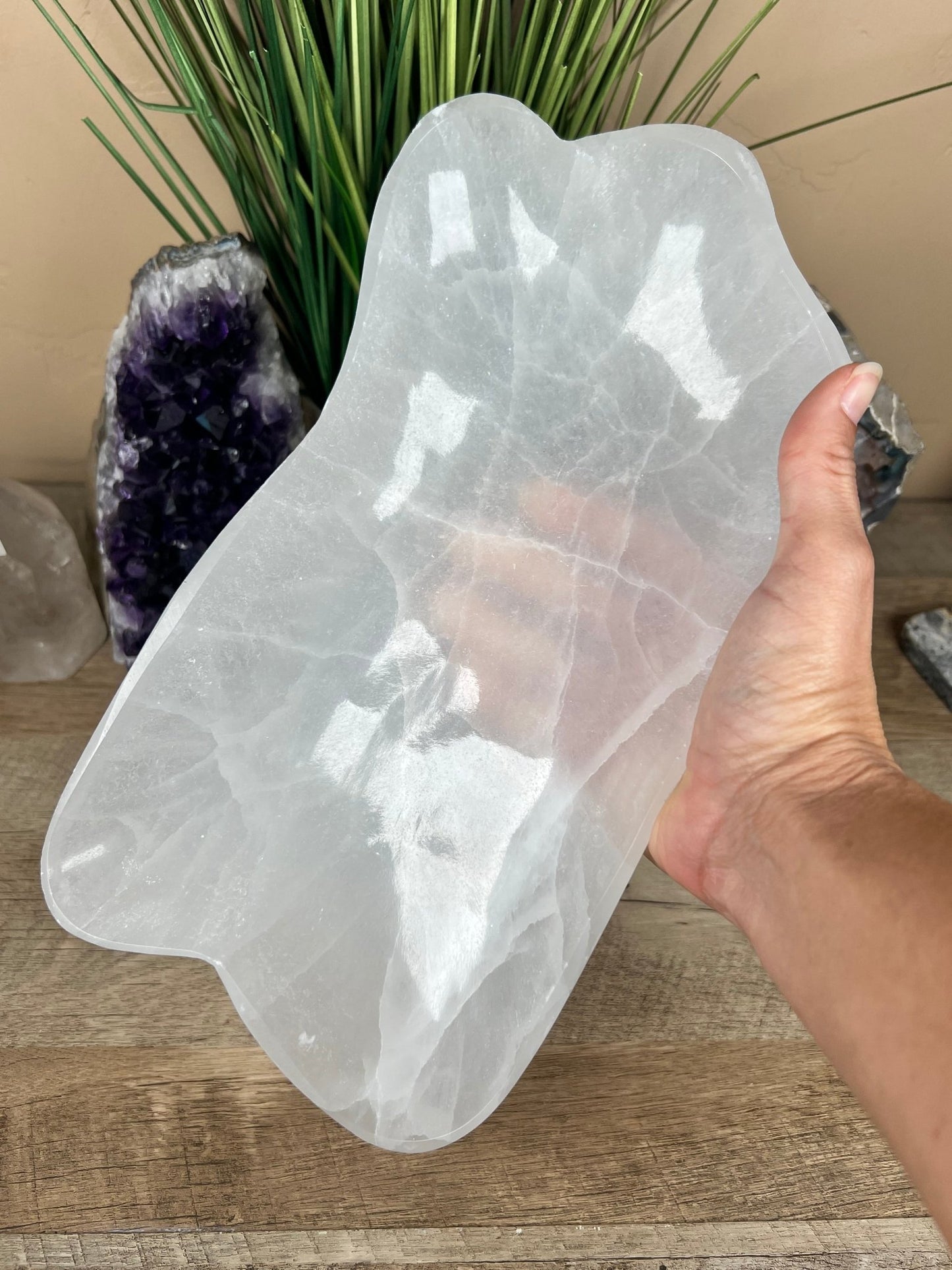Large Freeform Selenite Bowl 10.78in - Purple Door Alchemy