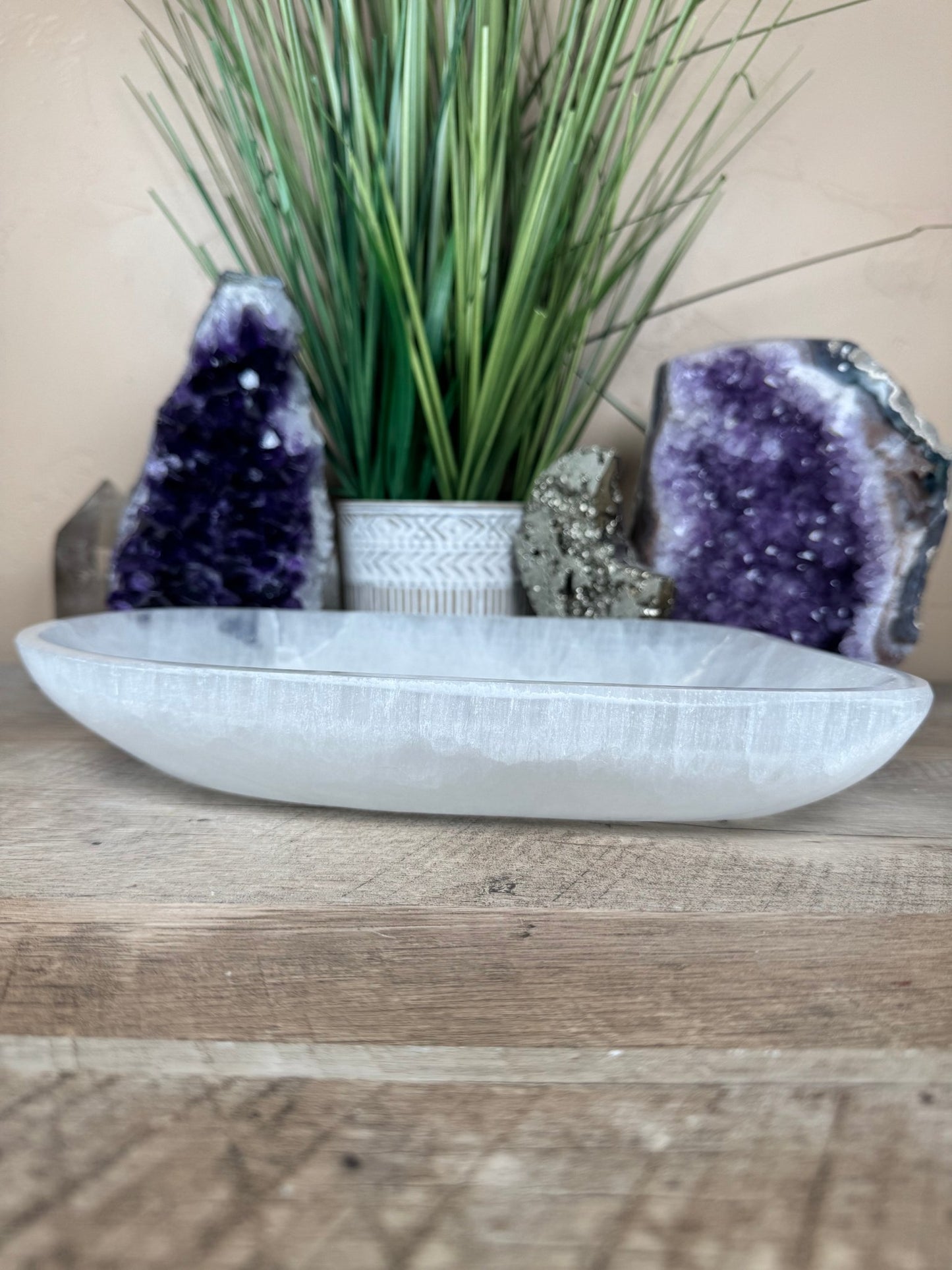 Large Freeform Selenite Bowl 10in - Purple Door Alchemy