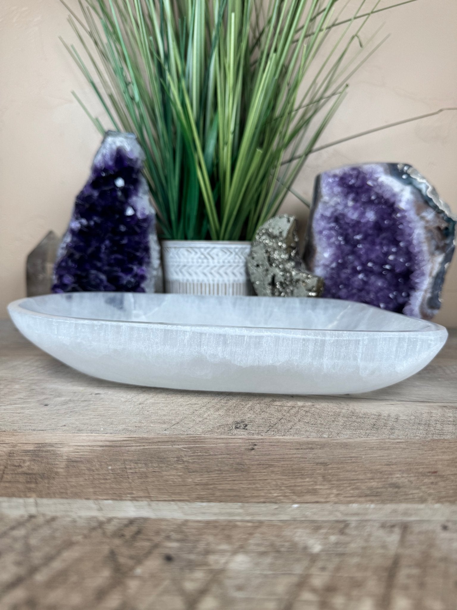 Large Freeform Selenite Bowl 10in - Purple Door Alchemy