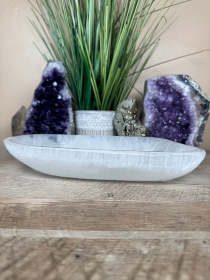Large Freeform Selenite Bowl 10in - Purple Door Alchemy