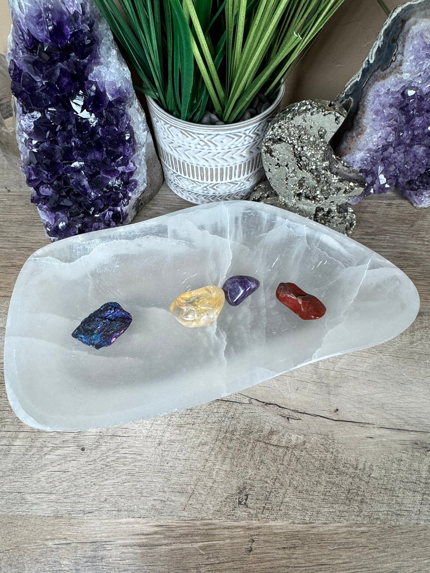 Large Freeform Selenite Bowl 10in - Purple Door Alchemy