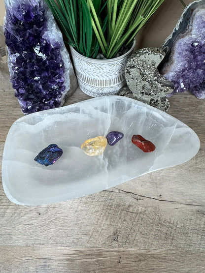 Large Freeform Selenite Bowl 10in - Purple Door Alchemy