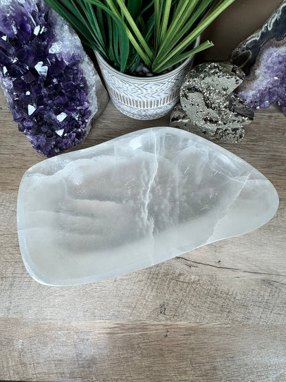 Large Freeform Selenite Bowl 10in - Purple Door Alchemy