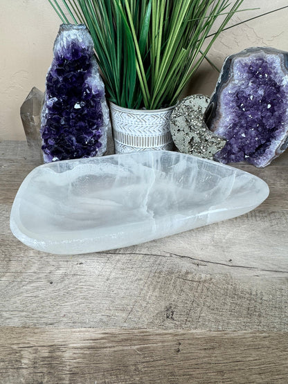 Large Freeform Selenite Bowl 10in - Purple Door Alchemy