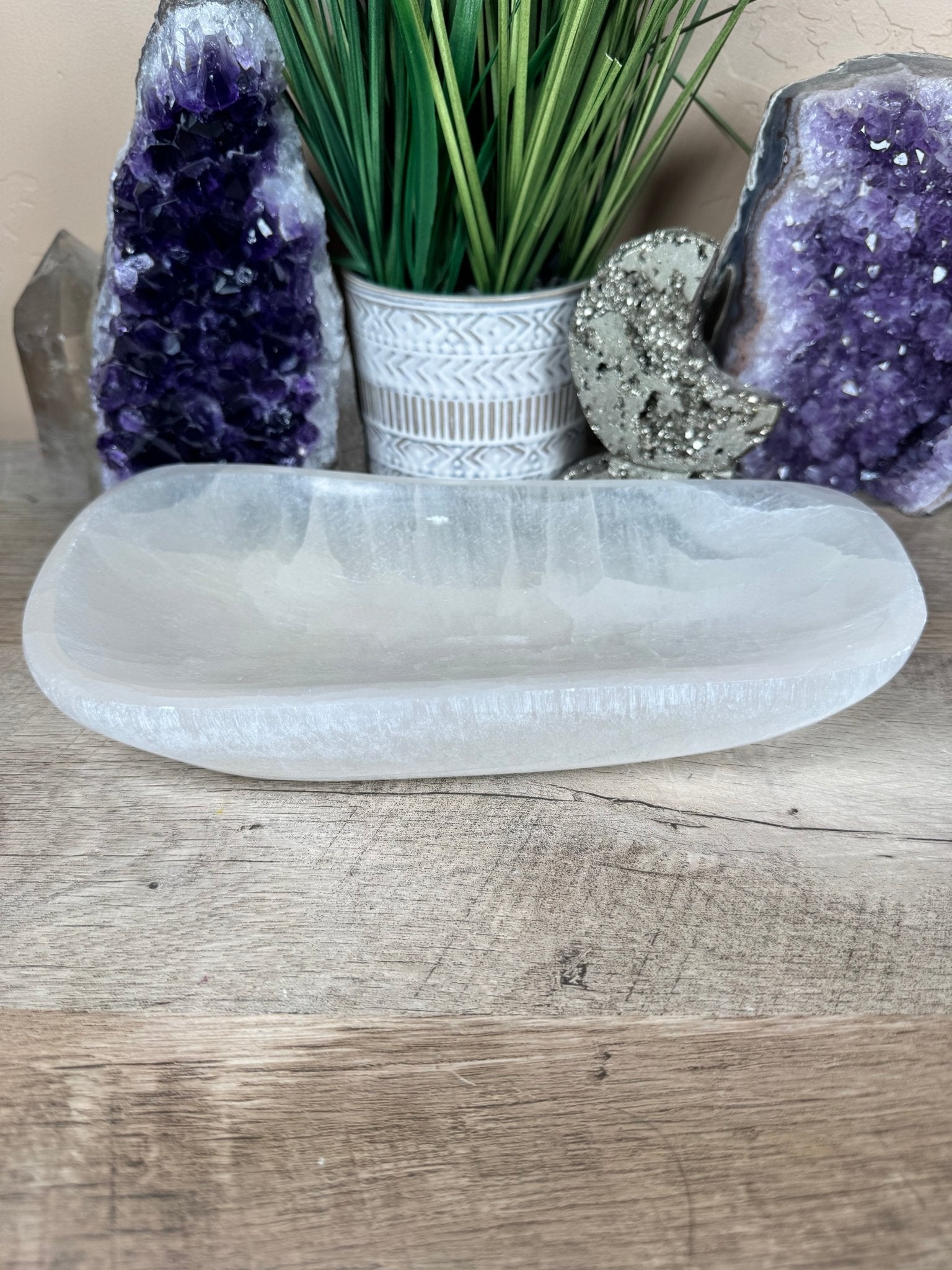 Large Freeform Selenite Bowl 10in - Purple Door Alchemy