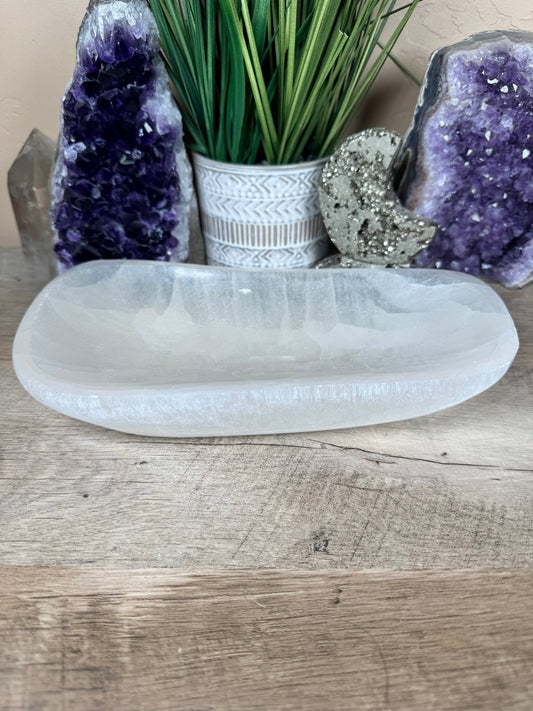 Large Freeform Selenite Bowl 10in - Purple Door Alchemy