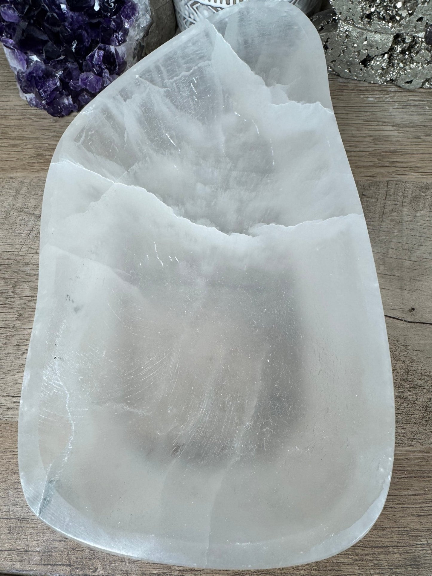 Large Freeform Selenite Bowl 10in - Purple Door Alchemy