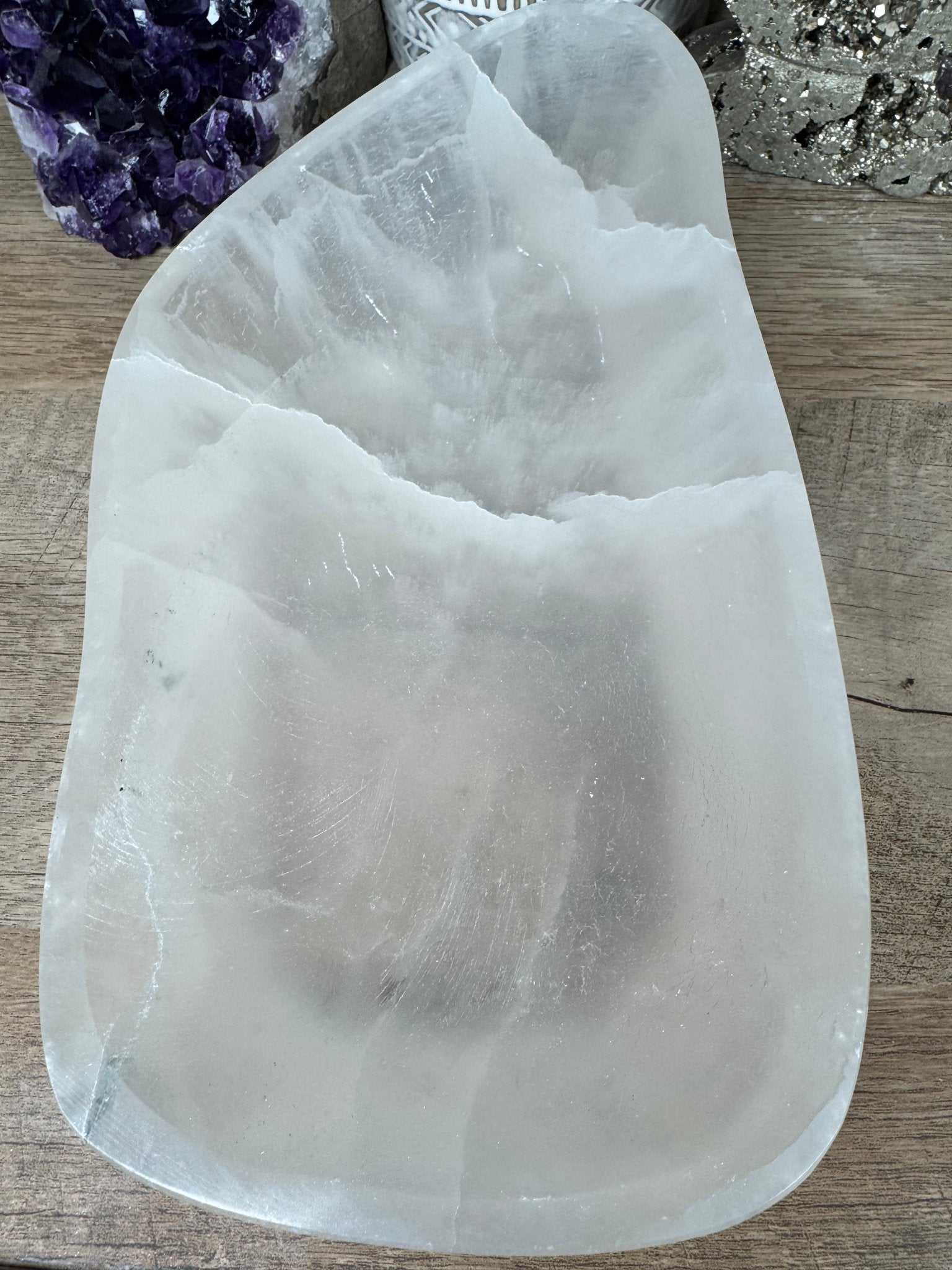 Large Freeform Selenite Bowl 10in - Purple Door Alchemy