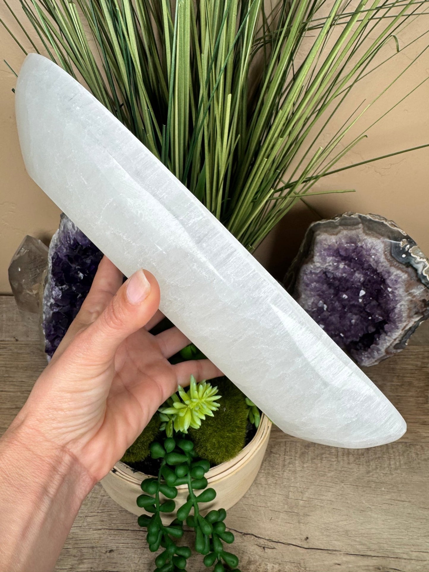 Large Freeform Selenite Bowl 10in - Purple Door Alchemy