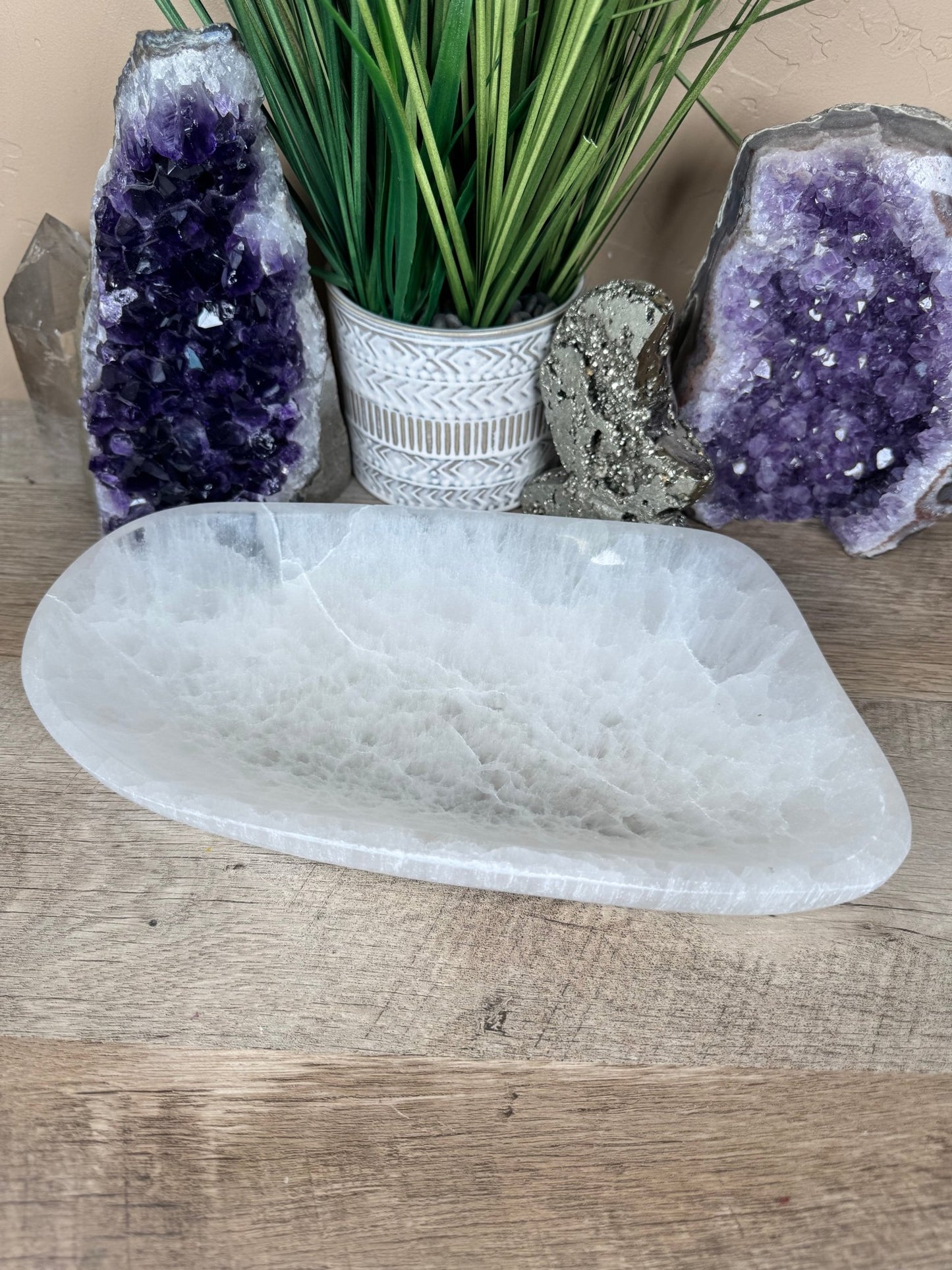 Large Freeform Selenite Bowl 10in - Purple Door Alchemy