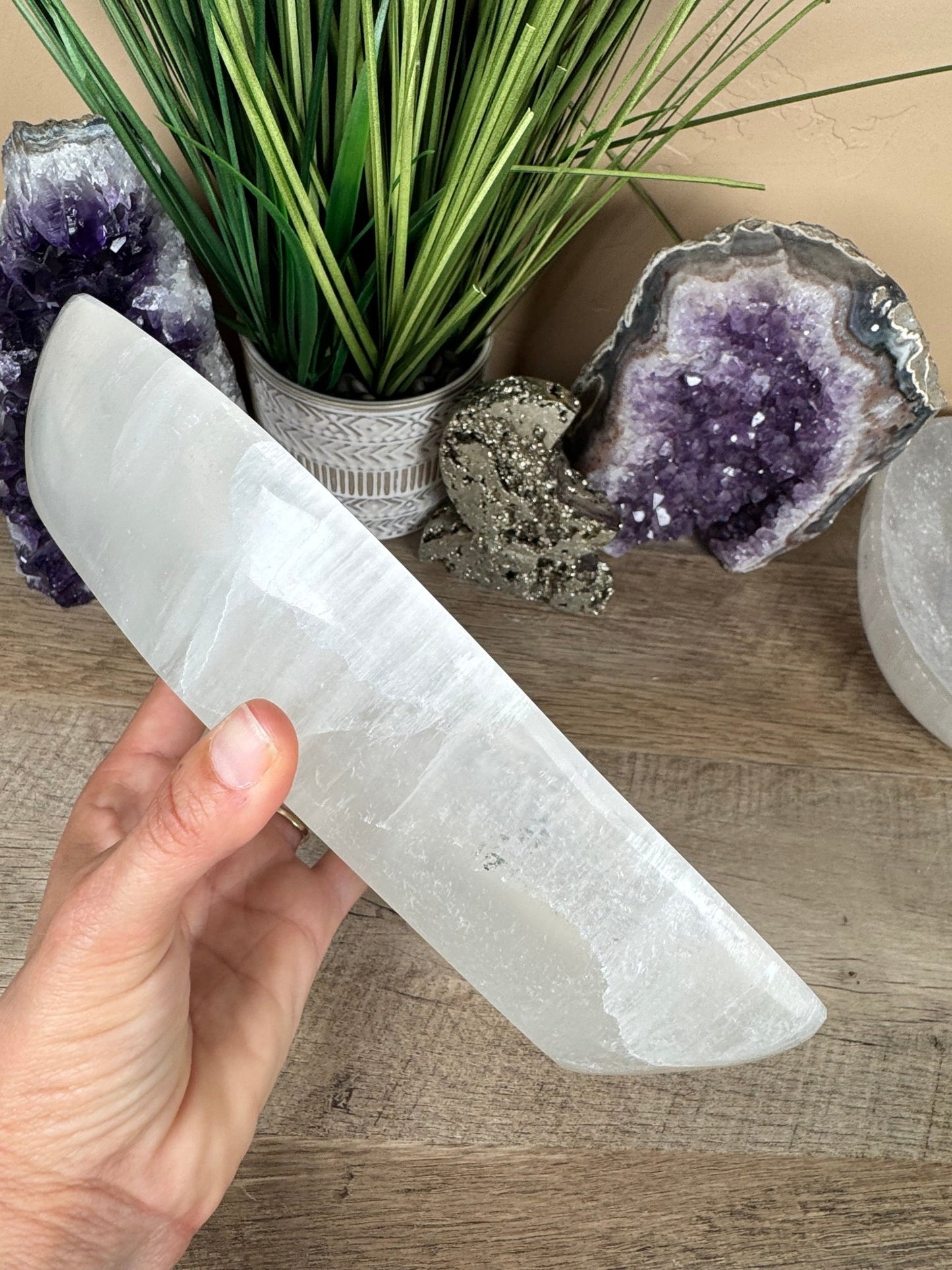 Large Freeform Selenite Bowl 10in - Purple Door Alchemy