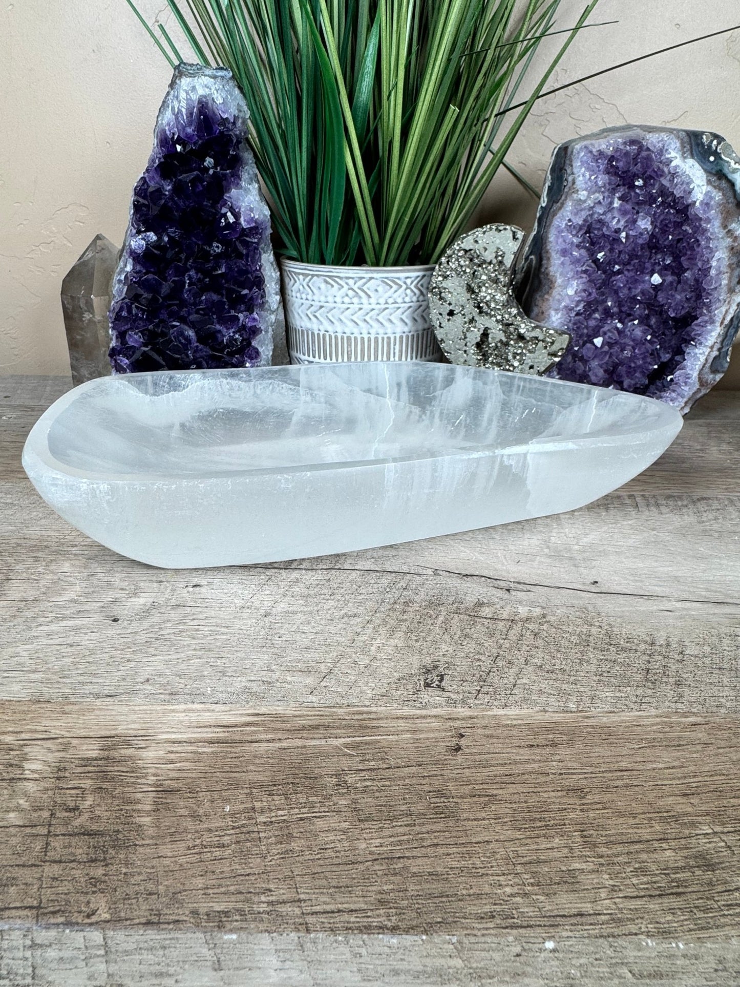 Large Freeform Selenite Bowl 10in - Purple Door Alchemy