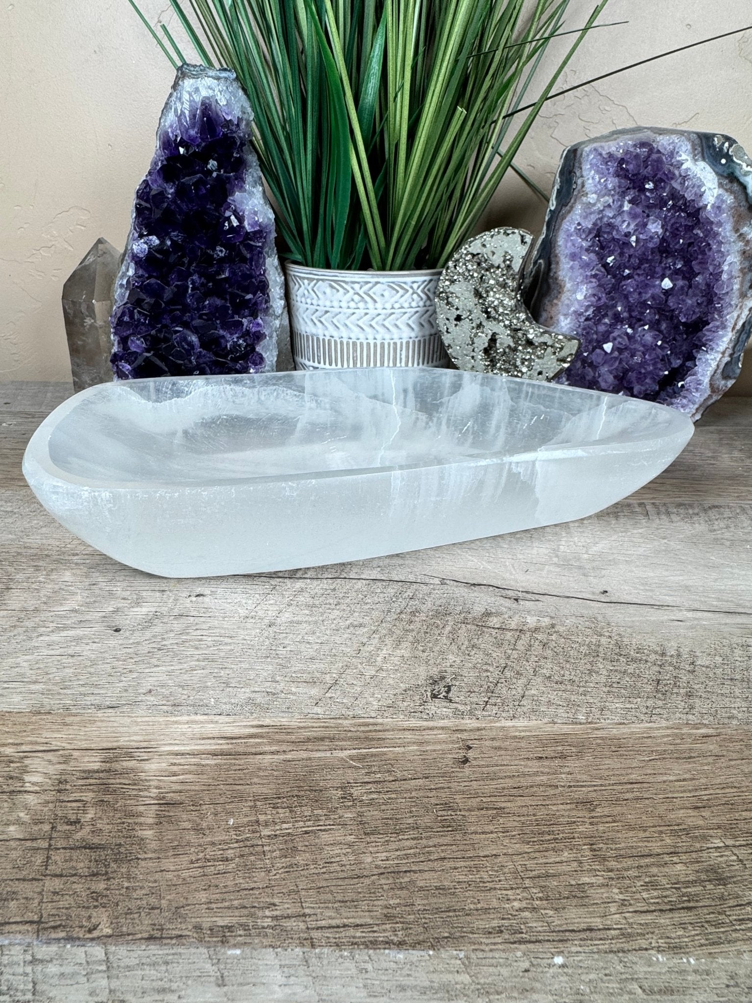 Large Freeform Selenite Bowl 10in - Purple Door Alchemy