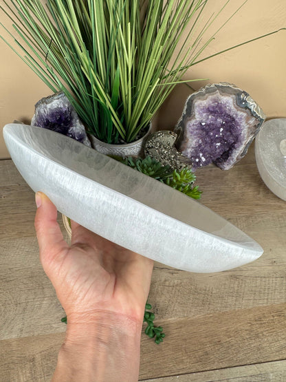 Large Freeform Selenite Bowl 10in - Purple Door Alchemy