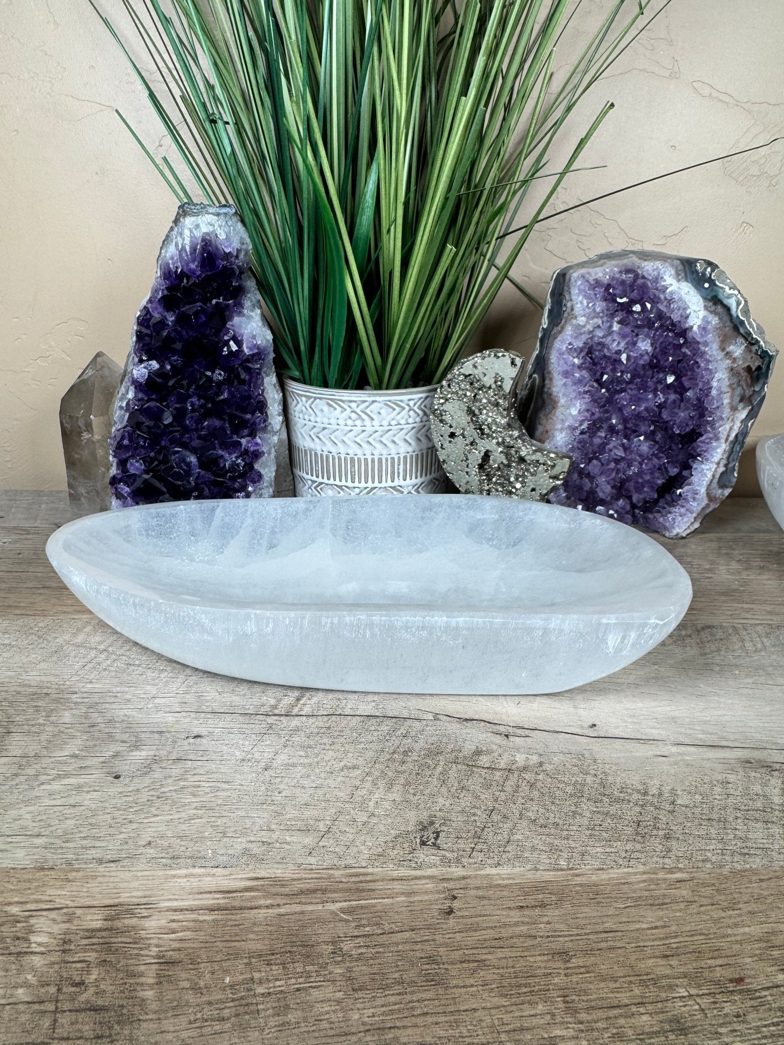 Large Freeform Selenite Bowl 10in - Purple Door Alchemy