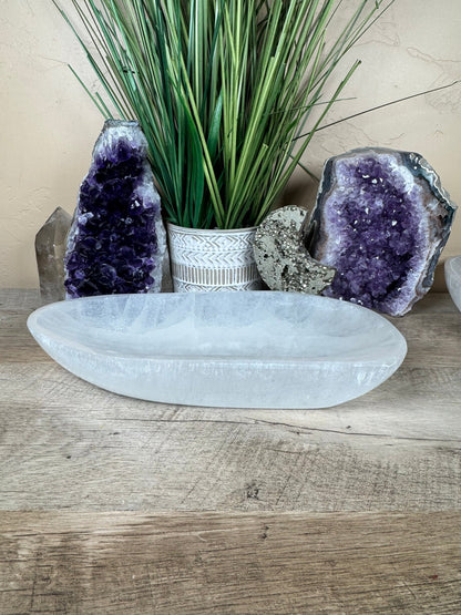 Large Freeform Selenite Bowl 10in - Purple Door Alchemy
