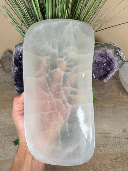 Large Freeform Selenite Bowl 10in - Purple Door Alchemy