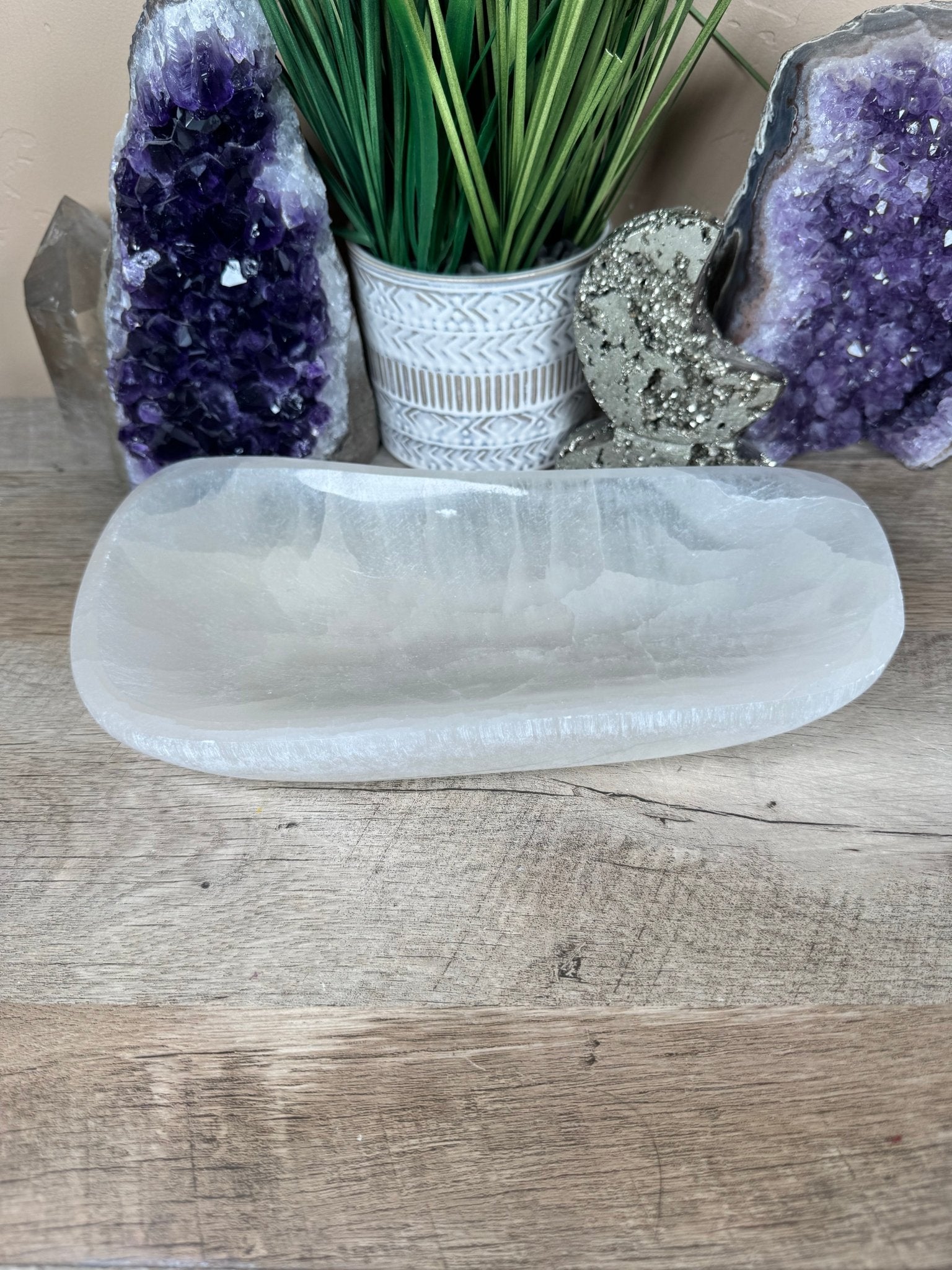 Large Freeform Selenite Bowl 10in - Purple Door Alchemy