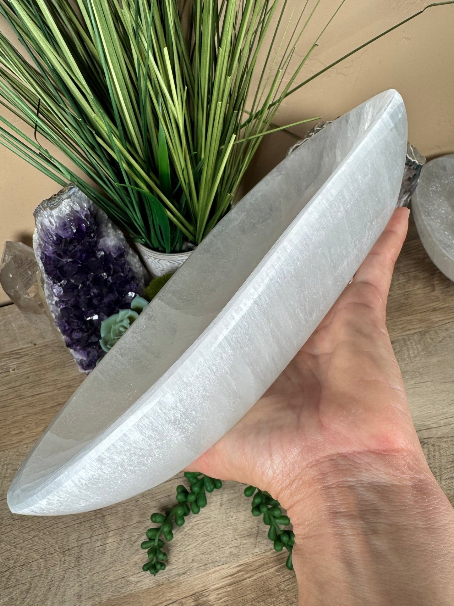 Large Freeform Selenite Bowl 10in - Purple Door Alchemy