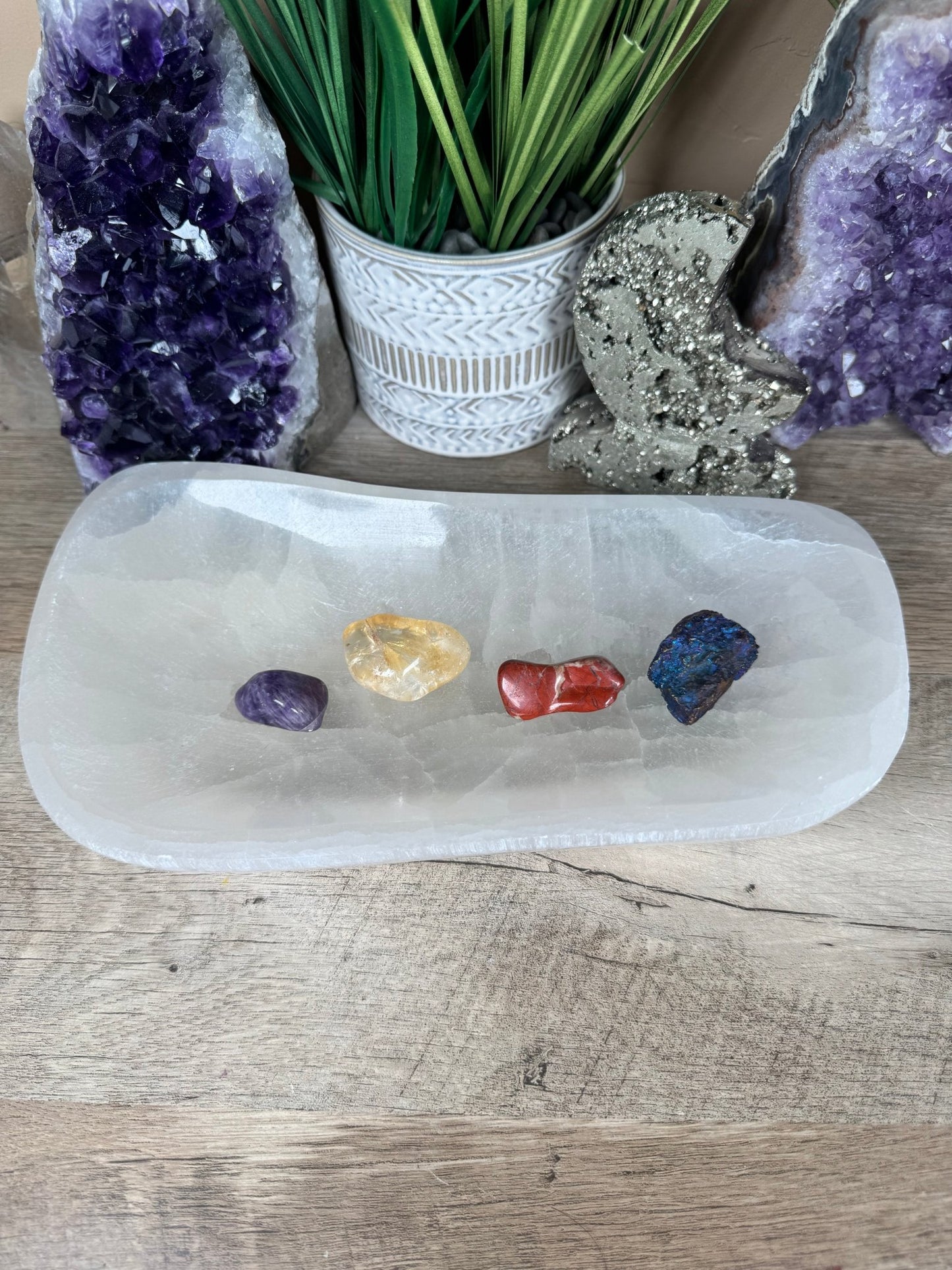 Large Freeform Selenite Bowl 10in - Purple Door Alchemy